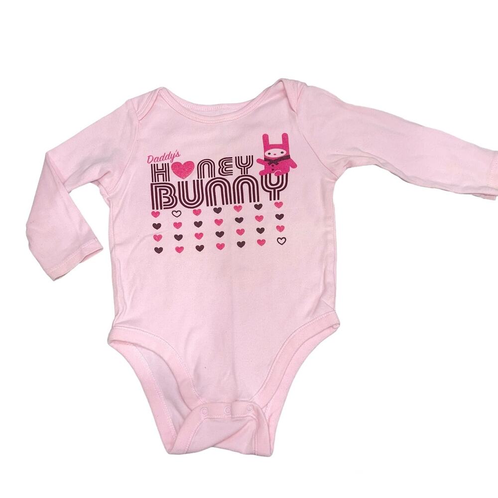 Baby Girls 12-18 Months Old Navy Pink Long Sleeve One Piece Daddy's Honey Bunny